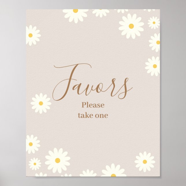 Poster Baby shower floral Bohème Daisy Symbole de préfére (Devant)