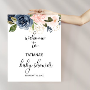 Poster Baby shower floral d'automne exquis Bienvenue