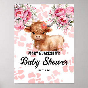 Poster Baby shower Floral de la Vache Sainte