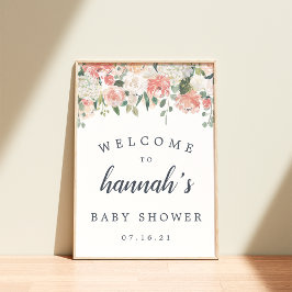 Poster Baby shower Floral de mi-été Bienvenue