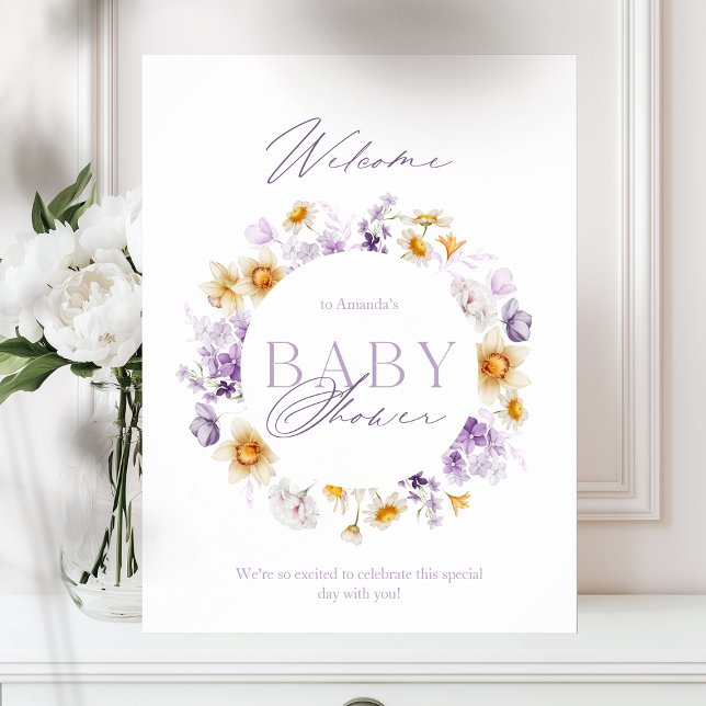 Poster Baby shower floral élégant Accueil (Créateur téléchargé)