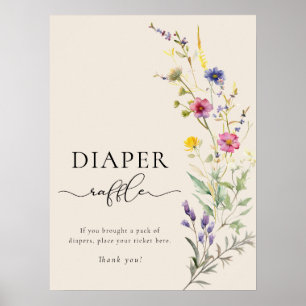 Poster Baby shower floral Fleur sauvage beige chevalet