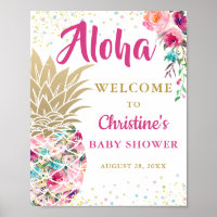 Baby shower floral rose ananas tropical Bienvenue
