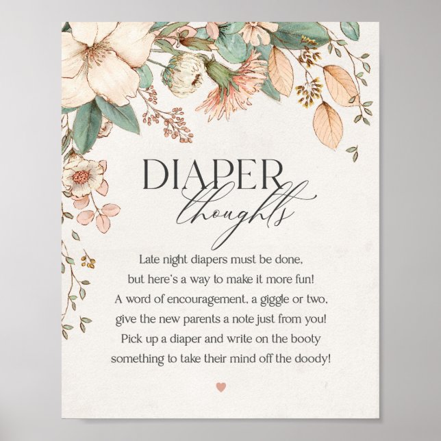 Poster baby shower floral rose pâle enseigne (Devant)