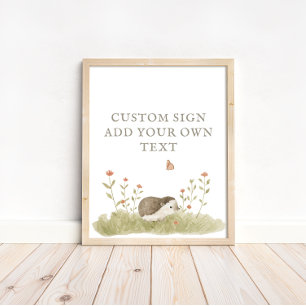 Poster Baby shower forestier de bois Texte personnalisé