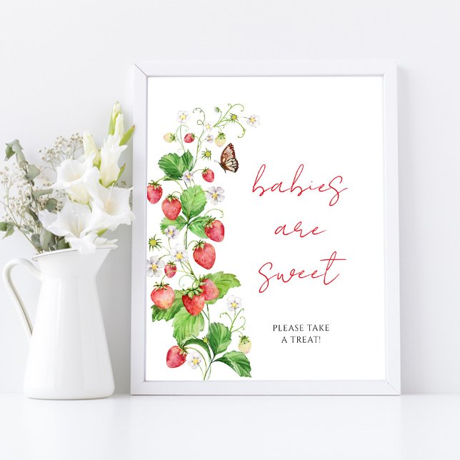 Poster Baby shower fraise Les bébés sont doux (Créateur téléchargé)