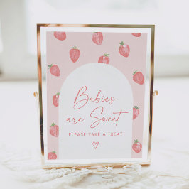 Poster Baby shower fraise Les bébés sont doux