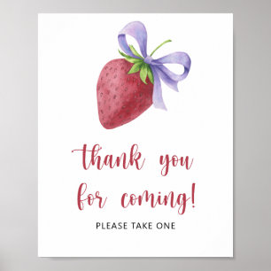 Poster Baby shower fraise - merci d'être venu