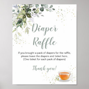 Poster Baby shower Games Tea Party Diaper Signe Raffin
