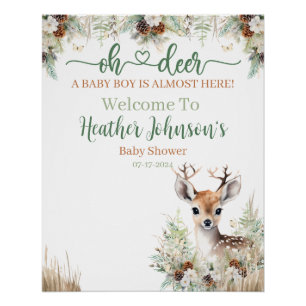 Poster Baby Shower Garçon Cerf de la Forêt
