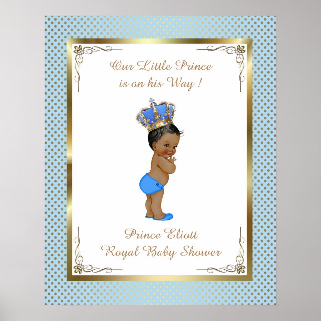 Poster Baby shower garçon, Prince garçon, bleu, 16 (Devant)