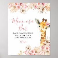 Baby shower girafe Boho rose vif Maman-osa Bar