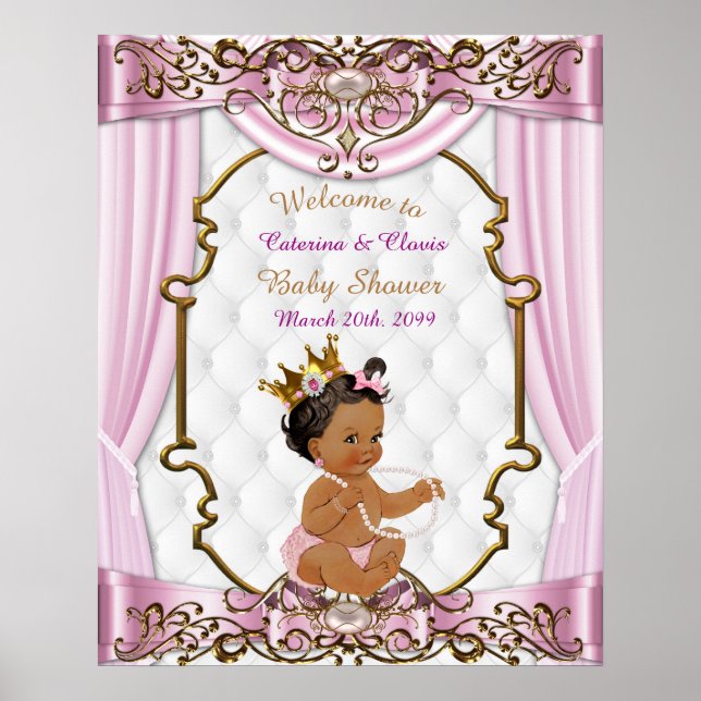 Poster Baby Shower Girl, Princess, pink, 16x20 (Vorne)