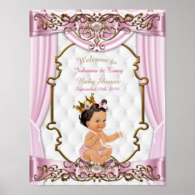 Poster Baby Shower Girl, Princess, pink, 8.5x11 (Vorne)