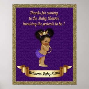 Poster Baby Shower Girl, Prinzessin, lila,16x20