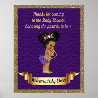 Poster Baby Shower Girl, Prinzessin, lila,16x20