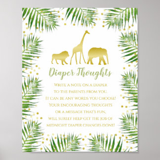 Poster Baby shower Gold Safari Pensées de couches Jeu