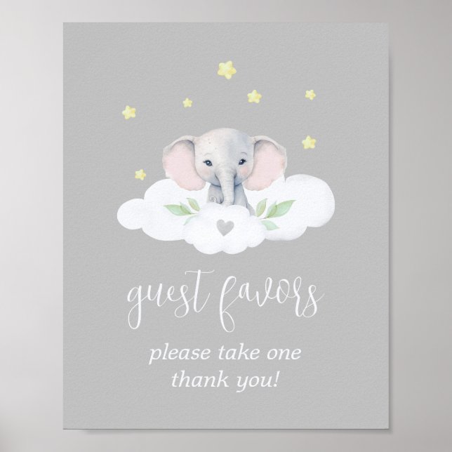Poster Baby shower gris neutre pour les femmes Faveurs de (Devant)