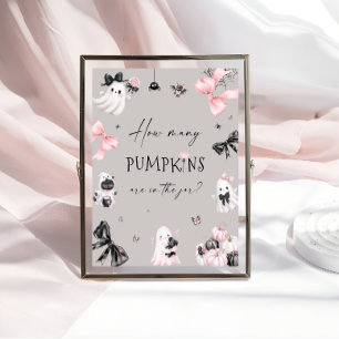 Poster Baby shower Halloween Devine combien de Citrouille