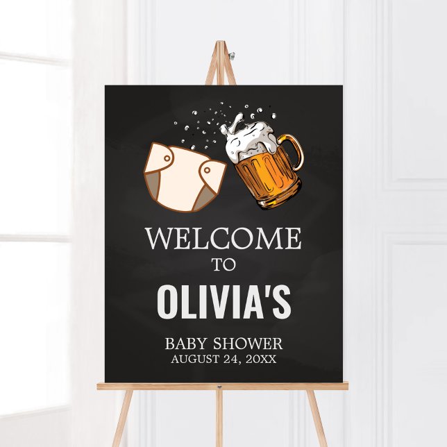Poster Baby shower Huggies et Chuggies Bienvenue (Beer And Diaper Baby is Brewing Baby Shower
Welcome Sign)