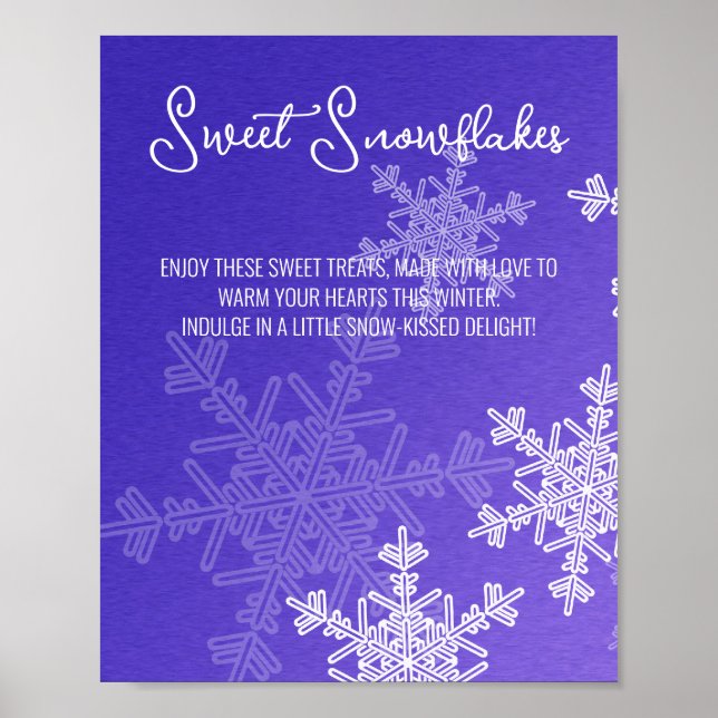 Poster Baby shower Indigo Snowflakes Traitements Panneau  (Devant)