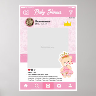 Póster Baby Shower Instagram Custom Selfie Frame Poster