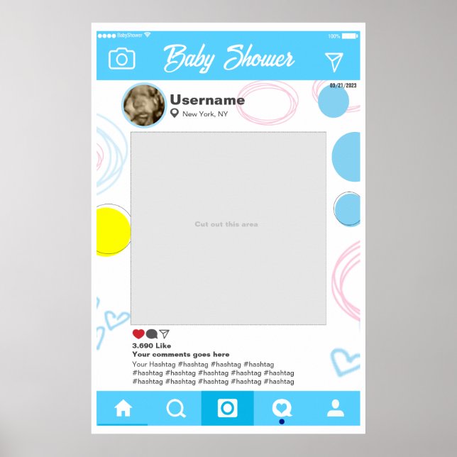 Póster Baby Shower Instagram Custom Selfie Frame Poster (Vorne)