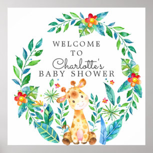 Poster Baby shower Jungle Giraffe Bienvenue