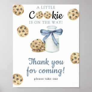 Poster Baby shower lait et cookies - Merci 