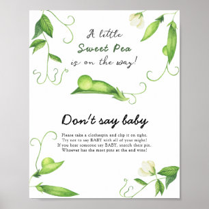 Poster Baby Shower Little Pea - Ne dites pas bébé