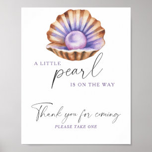 Poster Baby shower Little Pearl - Merci d'être venu