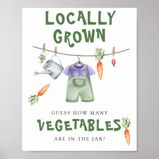 Poster baby shower local - combien de légumes (Devant)