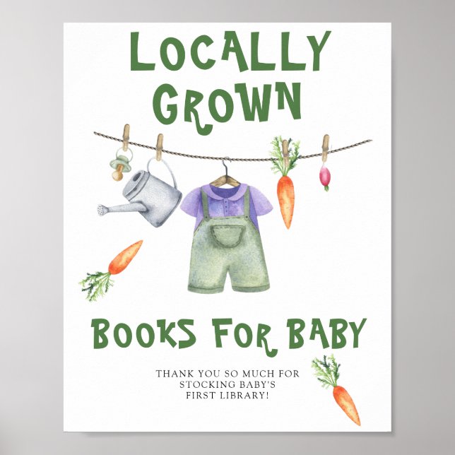 Poster baby shower local - livres pour bébé (Devant)