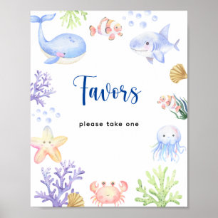 Poster Baby-shower marin - Cadeaux de remerciement, veuil
