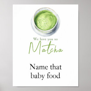 Poster Baby shower Matcha Latte - Nom de l'aliment pour b