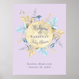 Poster Baby shower mauve Lavande Whimsable Lave Bienvenue
