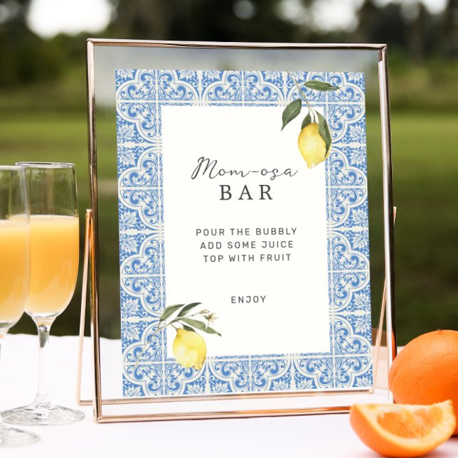 Poster Baby shower méditerranéen Amalfi Capri Mimosa Bar (Créateur téléchargé)