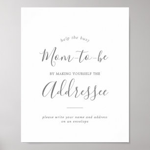 Poster Baby shower minimal d'argent Adresse une enveloppe