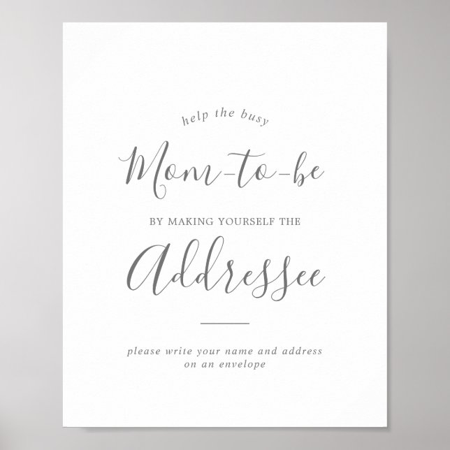 Poster Baby shower minimal d'argent Adresse une enveloppe (Devant)