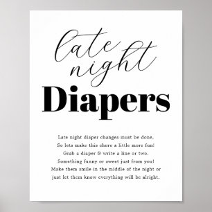 Poster Baby shower moderne "Late Night Diaper"