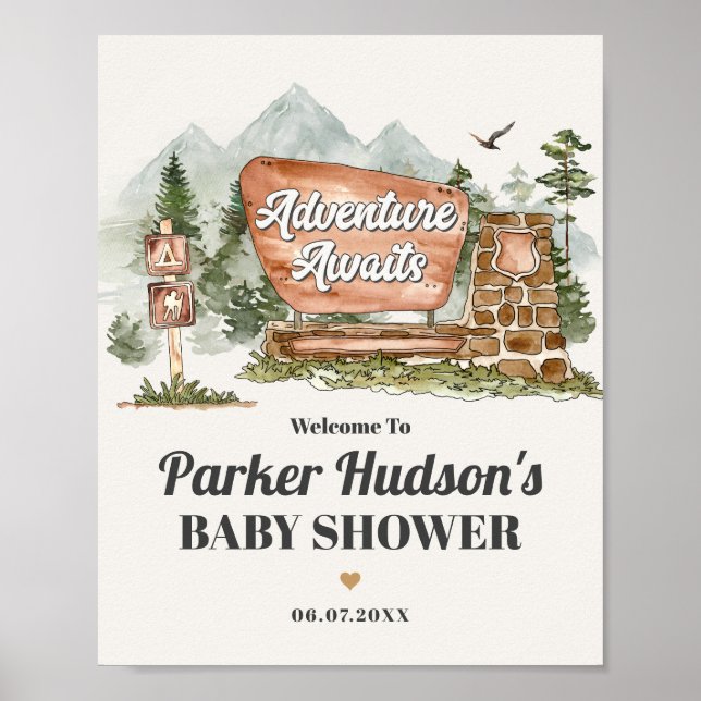 Poster baby shower national signe de bienvenue (Devant)