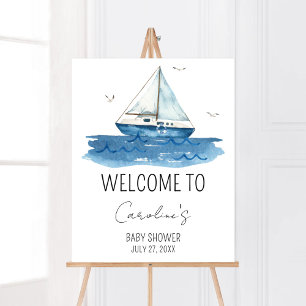 Poster Baby shower nautique Bienvenue