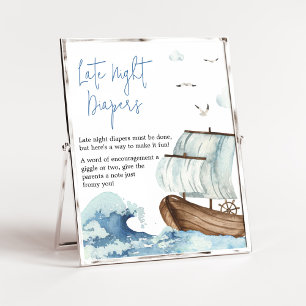 Poster Baby shower nautique Diaports de nuit tardifs