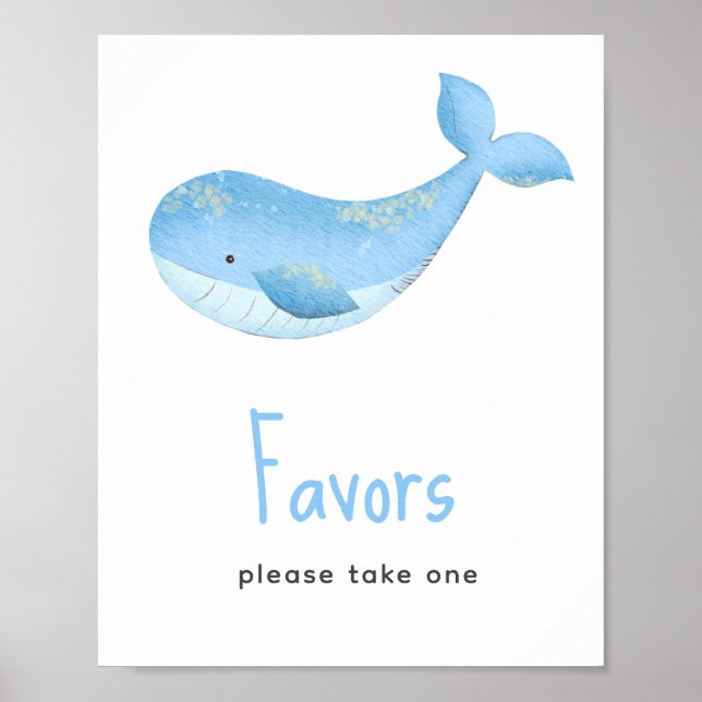 Poster Baby shower nautique - faveurs, s'il vous plaît pr (Devant)