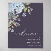 Baby shower Navy Blue Hydrangeas Bienvenue