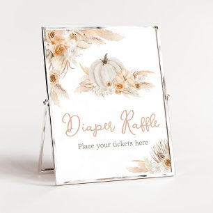 Poster Baby shower Neutre Boho Citrouille Déchets Raffle
