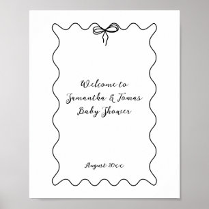 Poster Baby shower neutre minimaliste moderne Bow