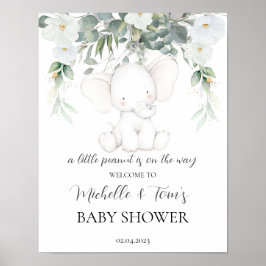 Poster Baby shower neutre pour les éléphants