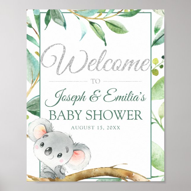 Poster Baby shower neutre pour les femmes de Koala Bienve (Devant)