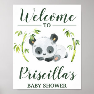 Poster Baby shower neutre pour les femmes Panda Bienvenue